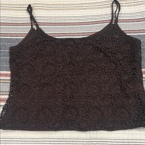 Carmen Marc Valvo Brown Crochet Camisole